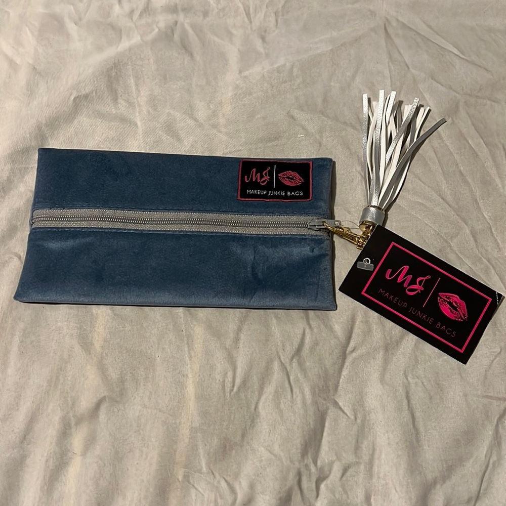 Makeup Junkie mini bag blue faux suede